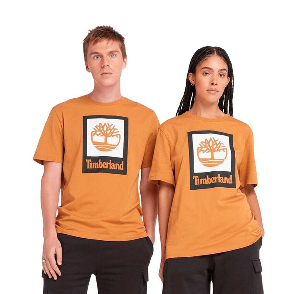 Tricou cu Mânecă Scurtă Bărbați Timberland Stack Logo Colored Short Sleeve Portocaliu