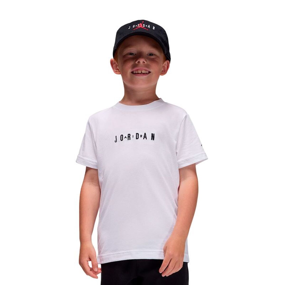 Tricou cu Mânecă Scurtă pentru Copii Jordan Mj Wordmark Emb Crew Alb