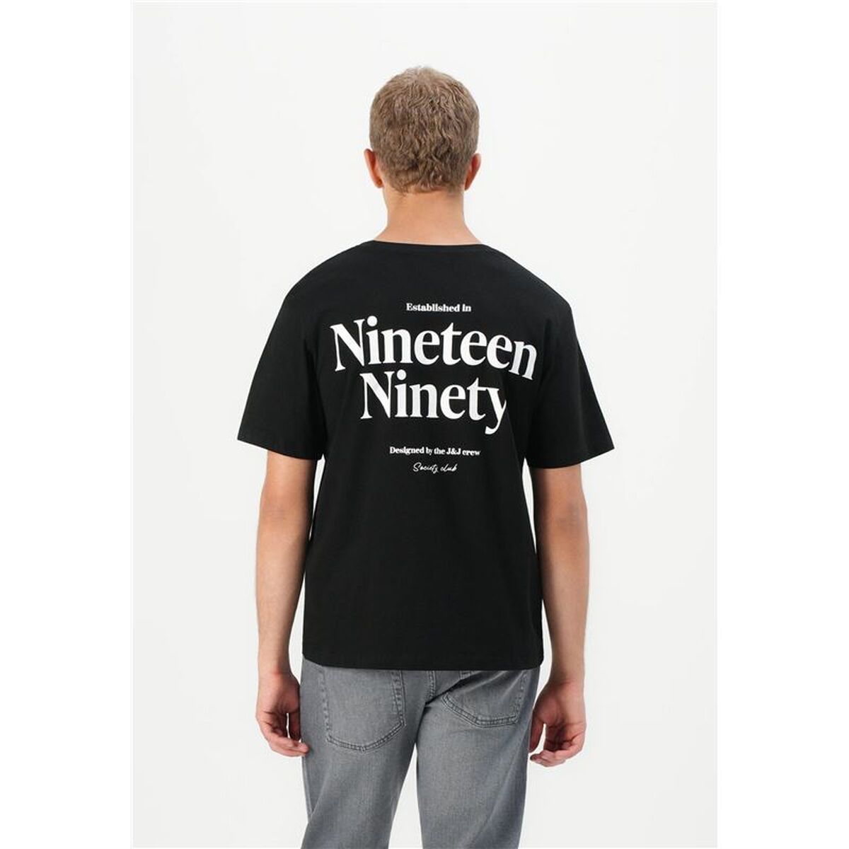 Tricou cu Mânecă Scurtă Bărbați Jack & Jones Jjninety Ss Crew Negru