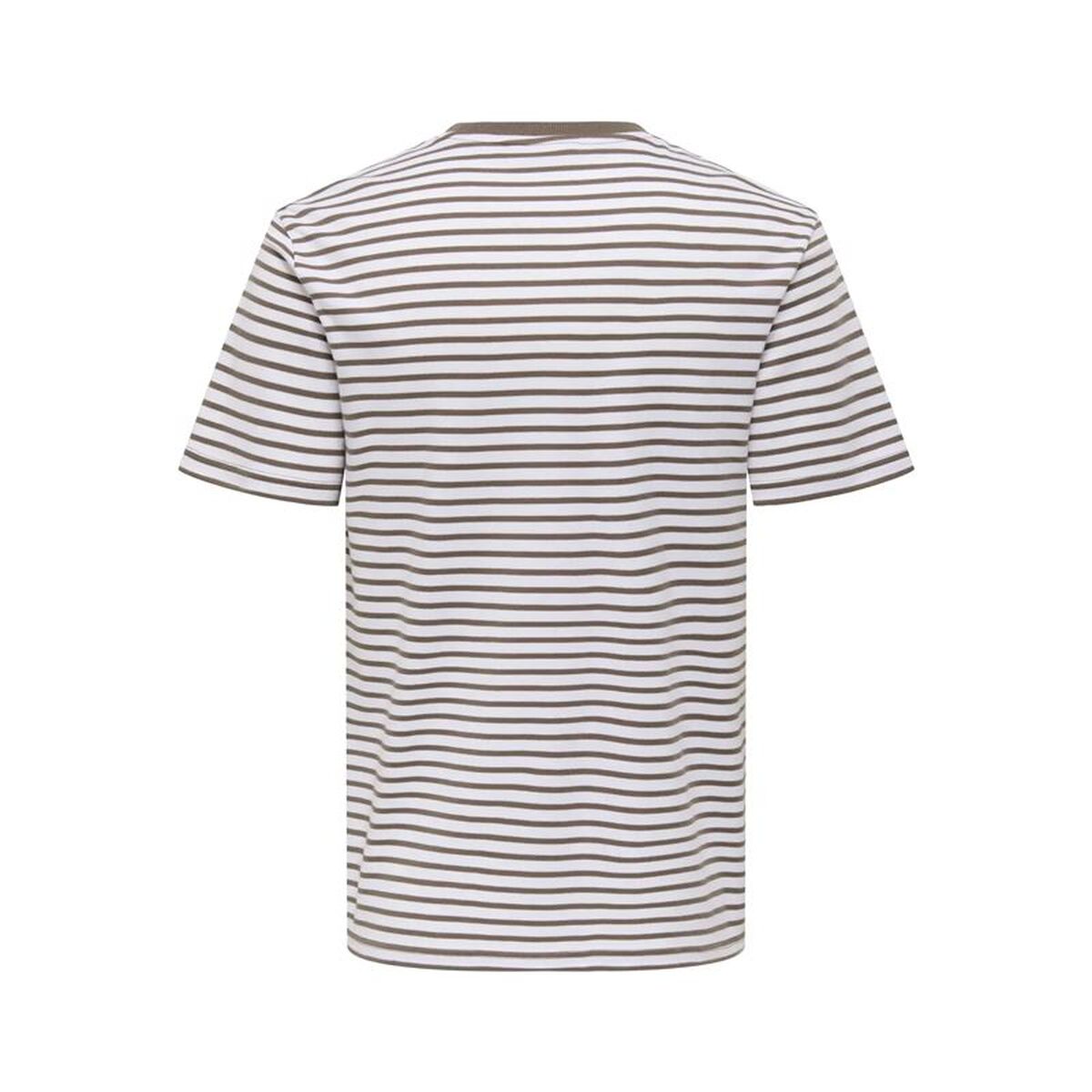 Tricou cu Mânecă Scurtă Bărbați Only & Sons Onsdawson Reg Stripe Maro Deschis