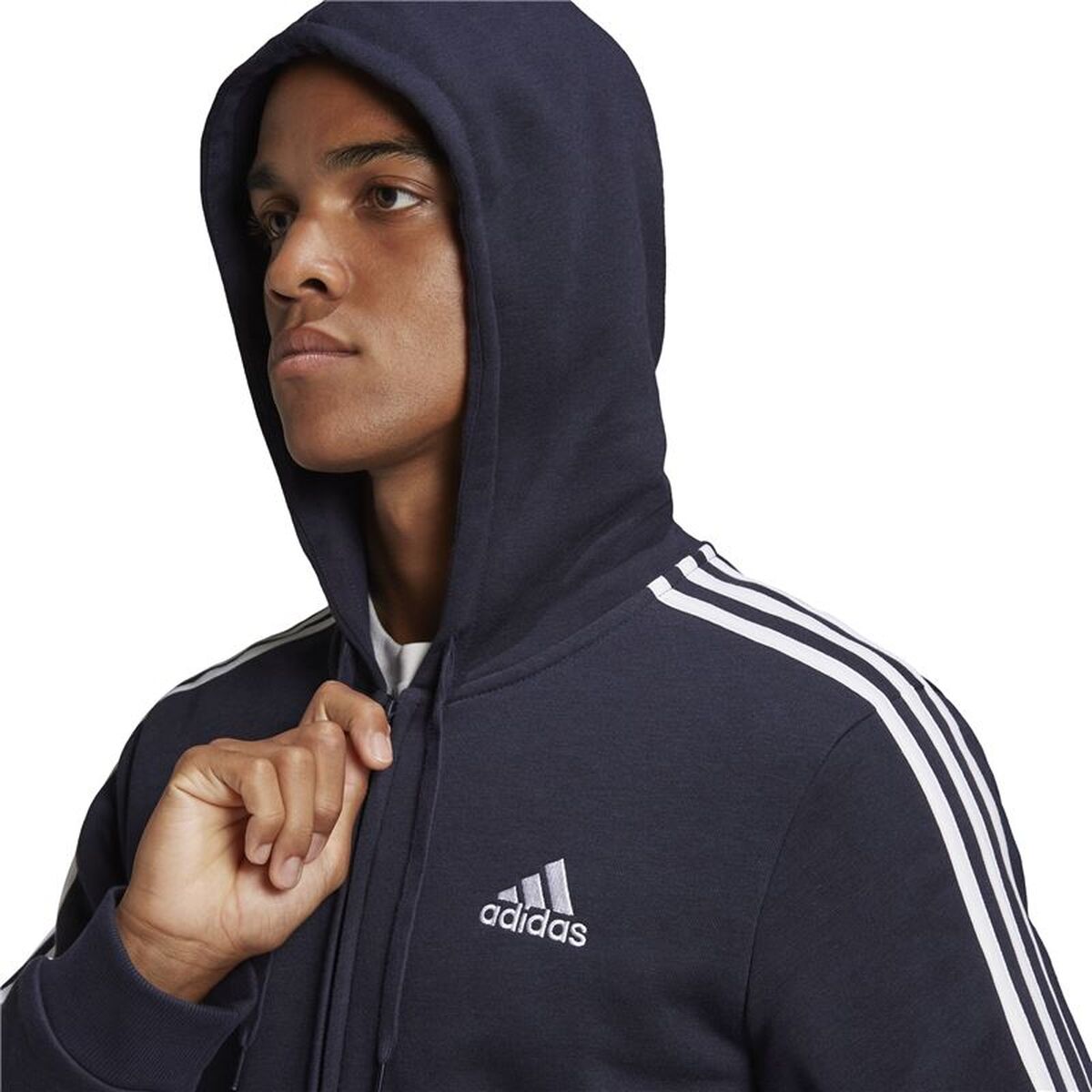 Hanorac cu Glugă Bărbați Adidas 3S Fl Fz Hd Albastru închis