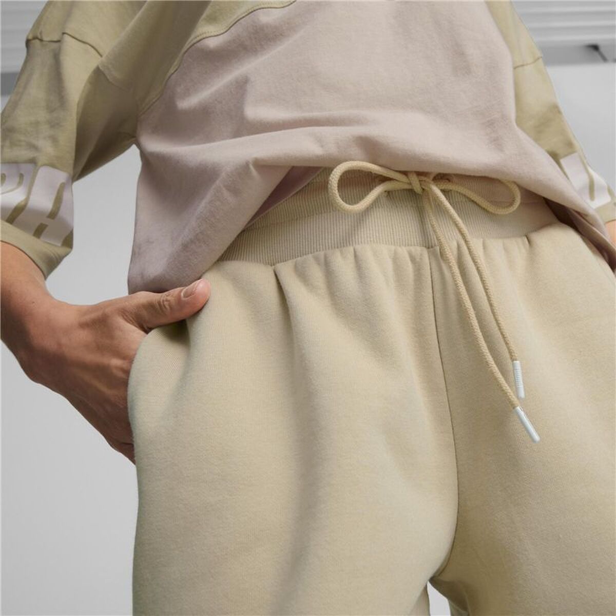 Pantaloni lungi de sport Puma Power Colorblock Bej Femeie