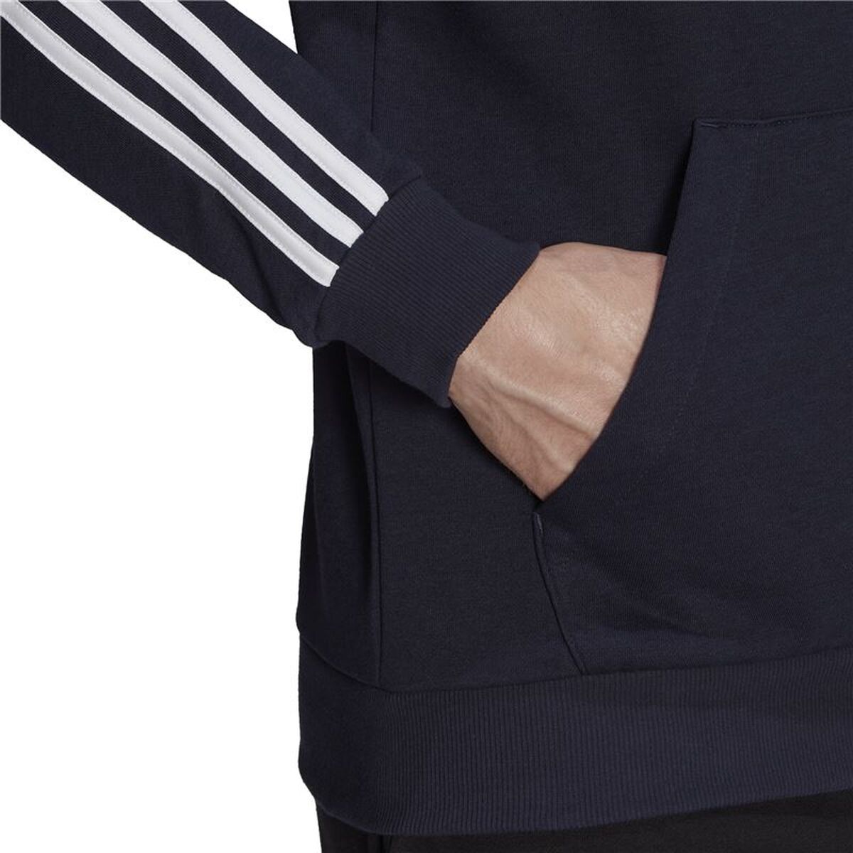 Hanorac cu Glugă Bărbați Adidas Essentials 3 Bandas Albastru închis