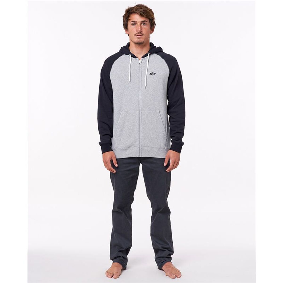 Hanorac cu Glugă Bărbați Rip Curl Embroid Hooded Zip Thru Gri deschis