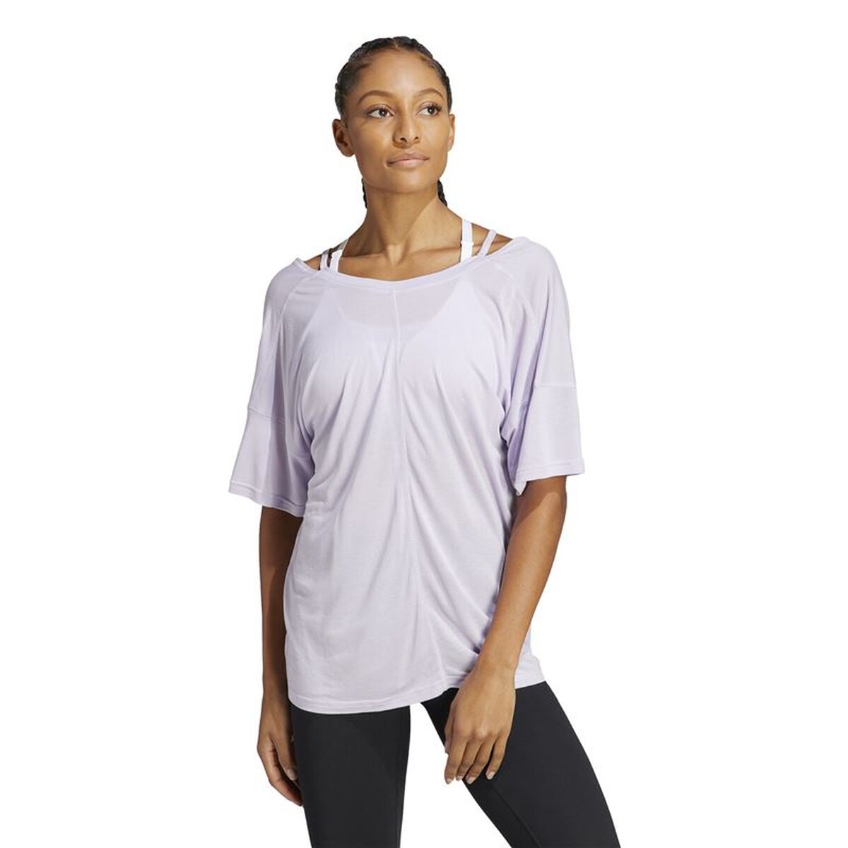 Tricou cu Mânecă Scurtă Femei Adidas Yoga Studio Oversized Liliachiu