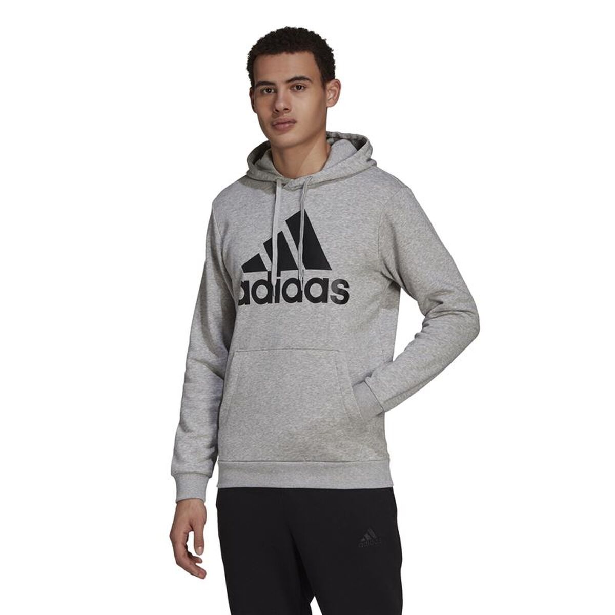 Hanorac cu Glugă Bărbați Adidas Essentials Fleece Big Logo Gri deschis