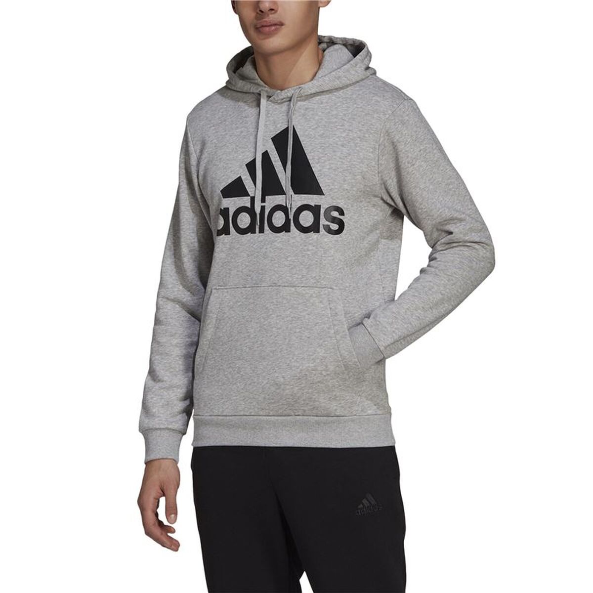 Hanorac cu Glugă Bărbați Adidas Essentials Fleece Big Logo Gri deschis