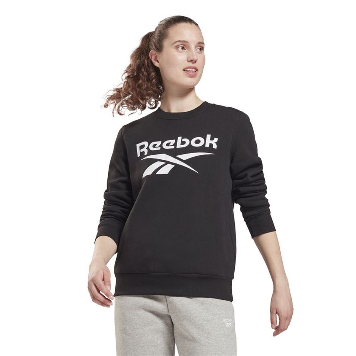 Hanorac fără Glugă Femei Reebok identity Logo Fleece W Negru