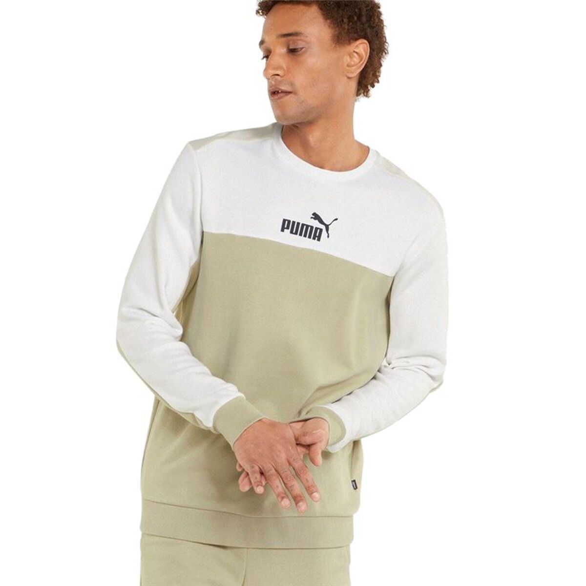 Hanorac fără Glugă Bărbați Puma ESS+ Block Crew Alb