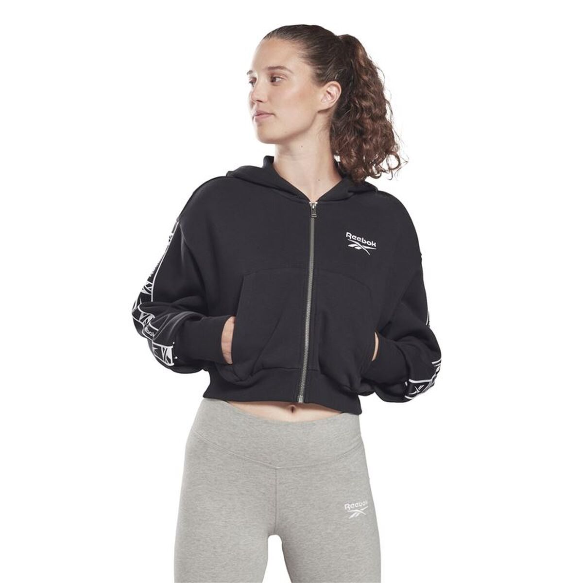 Jachetă Sport de Damă Reebok Tape Pack Full Zip W Negru