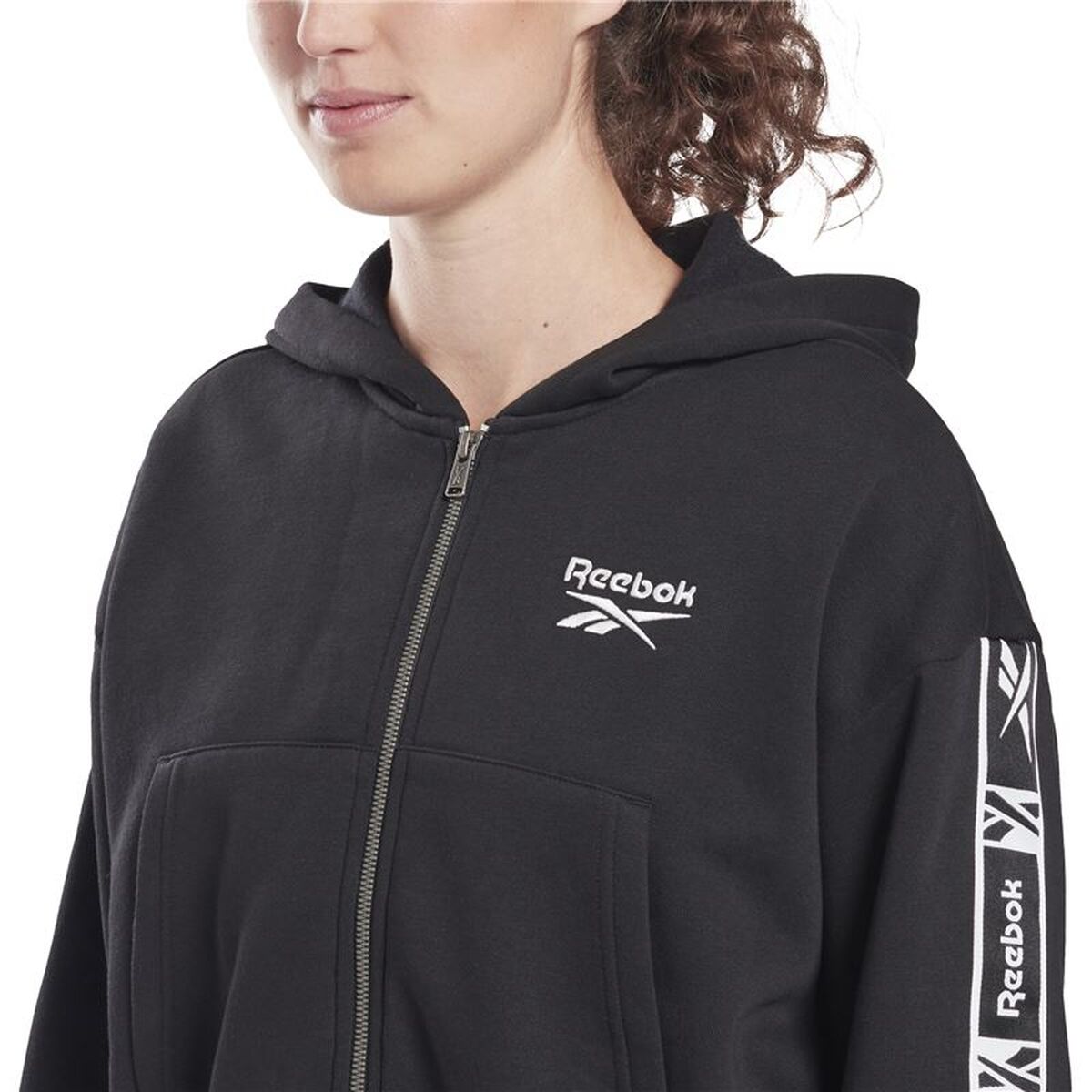 Jachetă Sport de Damă Reebok Tape Pack Full Zip W Negru