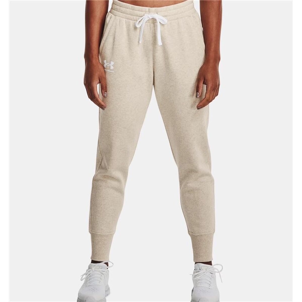 Pantaloni lungi de sport Under Armour Rival Fleece Joggers Alb Natural Femeie