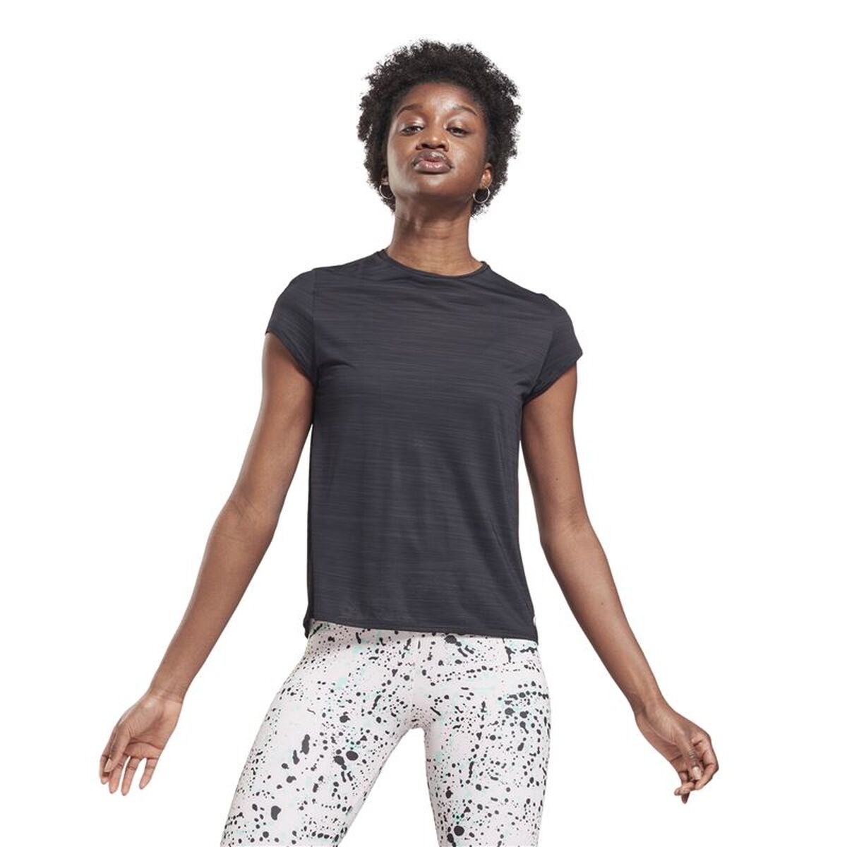 Tricou cu Mânecă Scurtă Femei Reebok Workout Ready Activchill Negru