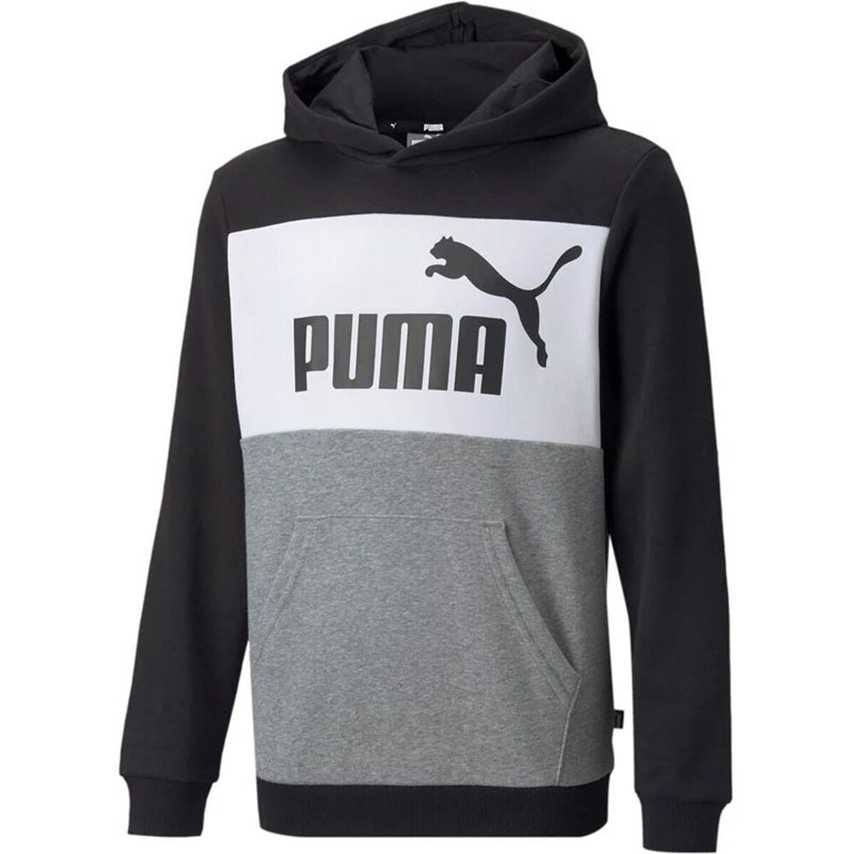Hanorac cu Glugă Copii Puma Essential Colorblock Boys Black Negru