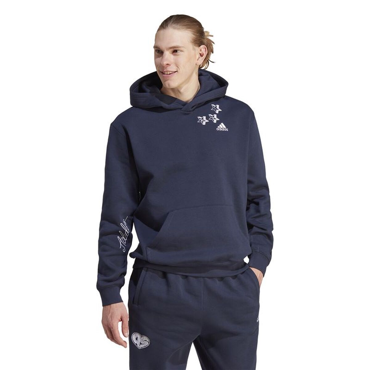 Hanorac cu Glugă Bărbați Adidas Bl Fl Hd Q3 Fl Bleumarin