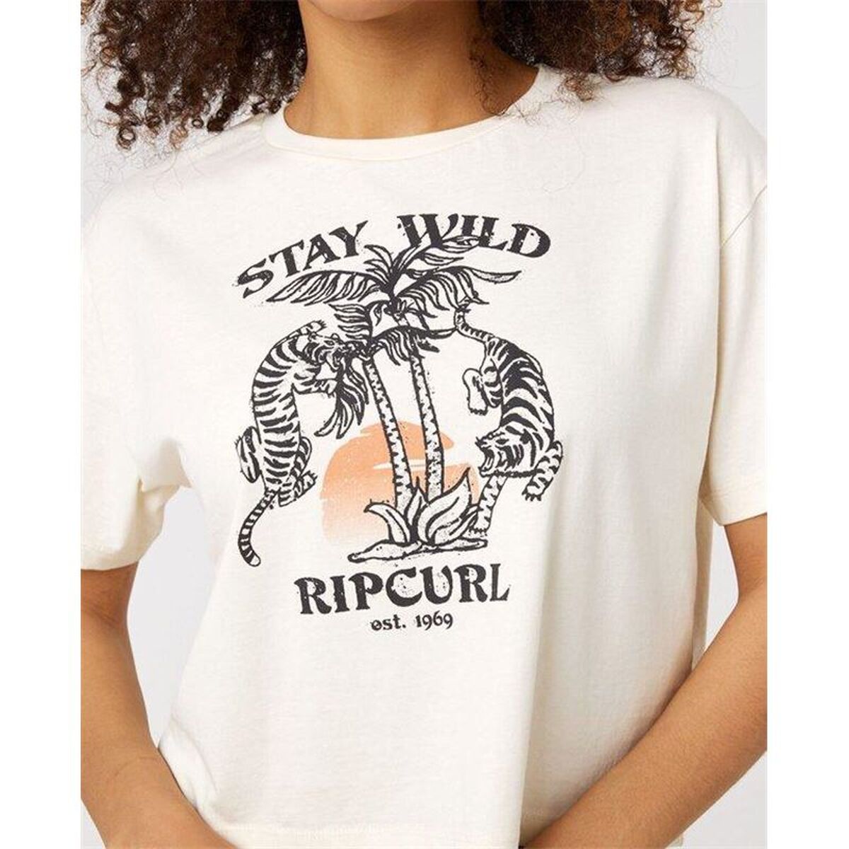 Tricou cu Mânecă Scurtă Femei Rip Curl Stay Wild Alb