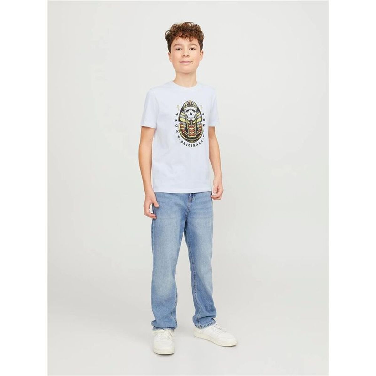 Tricou cu Mânecă Scurtă pentru Copii Jack & Jones Jorheavens Crew Neck Alb