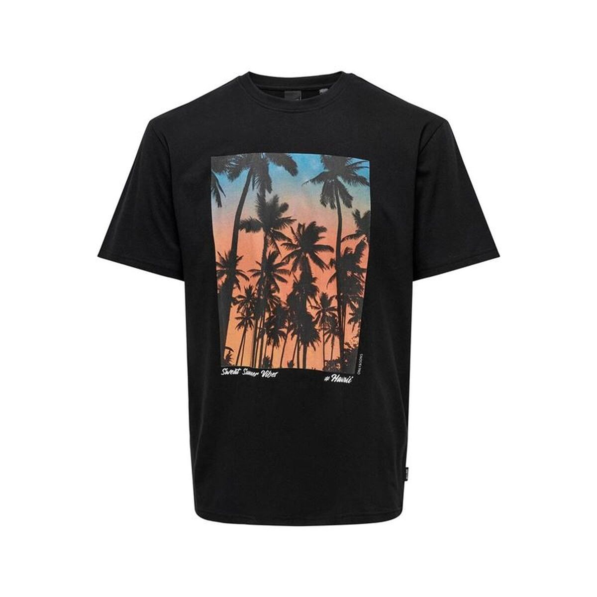 Tricou cu Mânecă Scurtă Bărbați Only & Sons Onskolton Reg Beach Negru