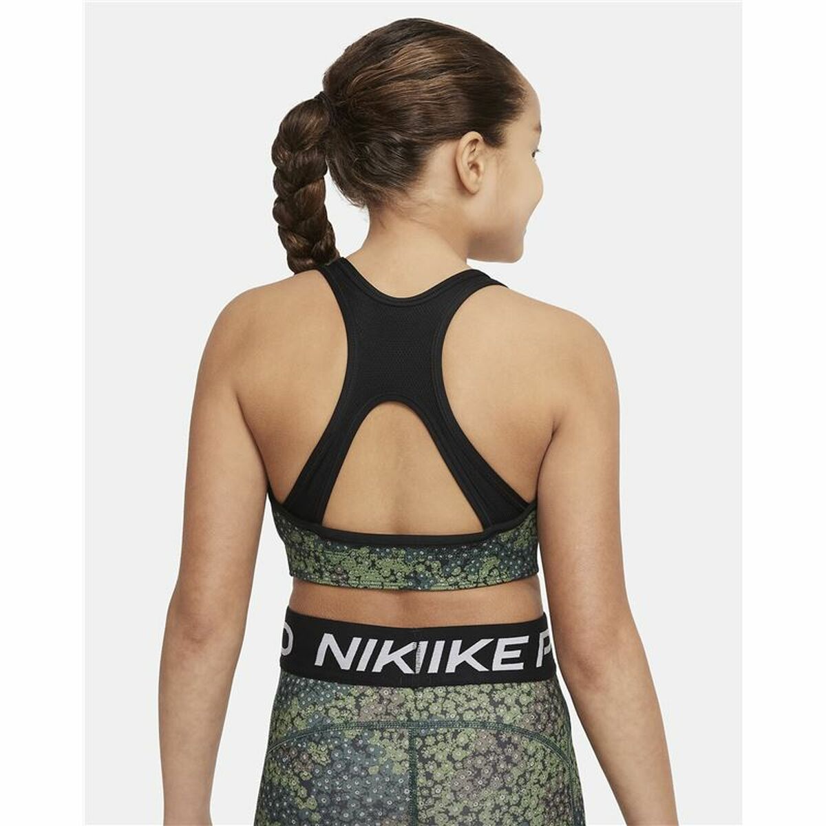 Sutien Sport Nike Dri-FIT Swoosh Negru/Verde Infantil