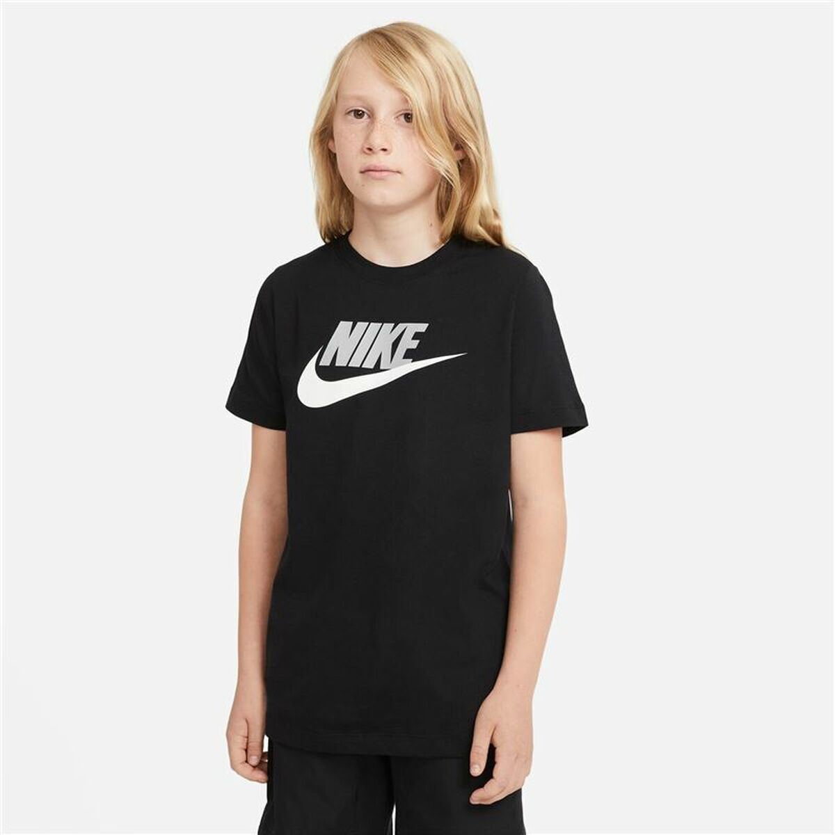 Tricou cu Mânecă Scurtă pentru Copii Nike Sportswear Negru