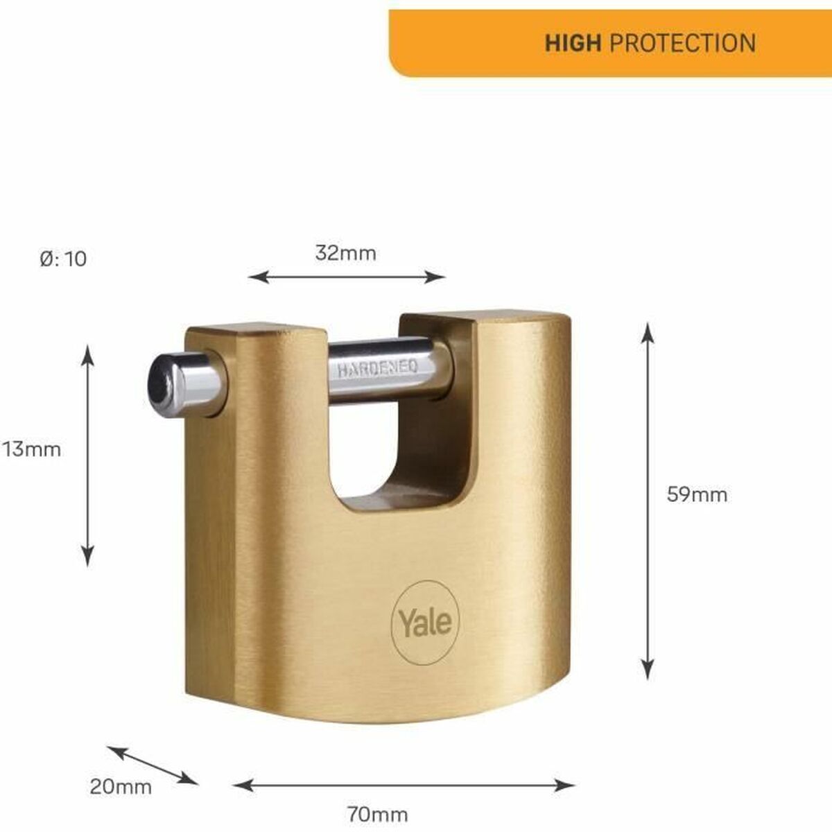 Lacăt cu cheie Yale Dreptunghiular Auriu*