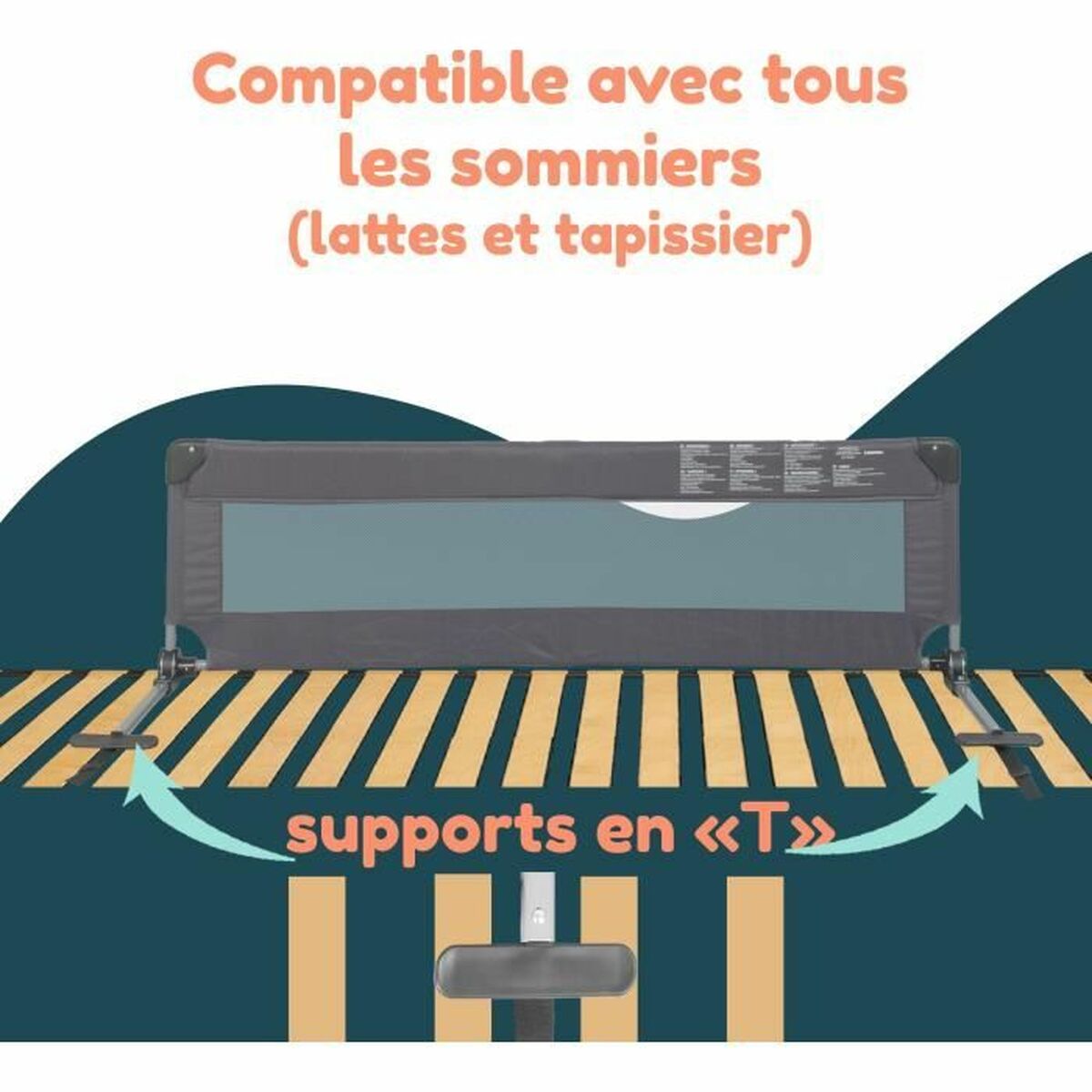 Bară de siguranță pentru pat Looping BL5003G 44 x 150 cm Gri