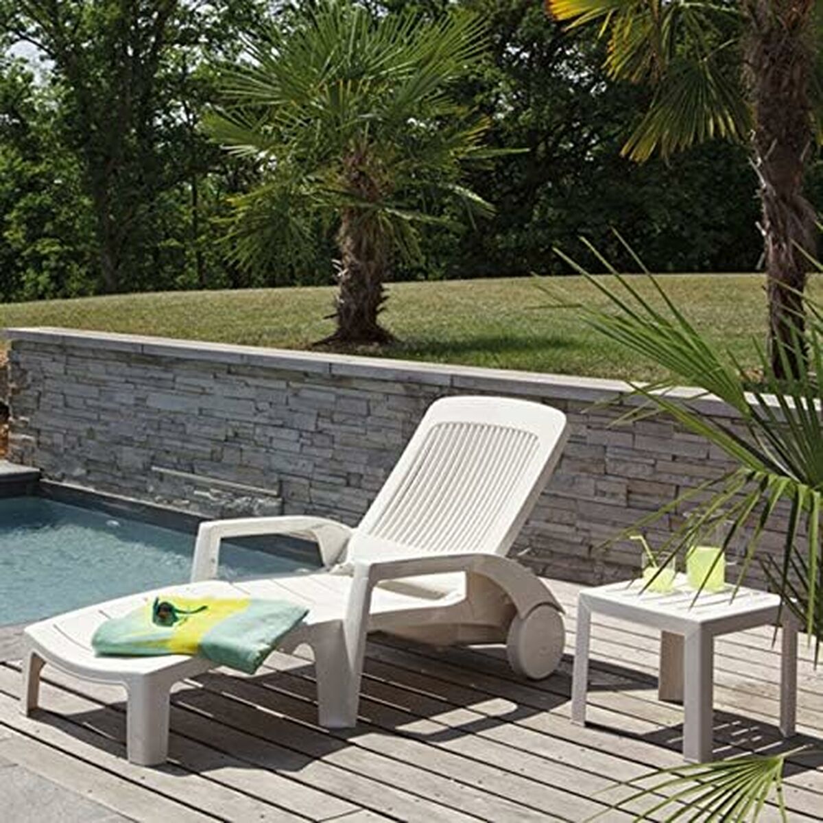 Masa laterală Grosfillex Alb Rășină Plastic 40 x 40 x 35 cm