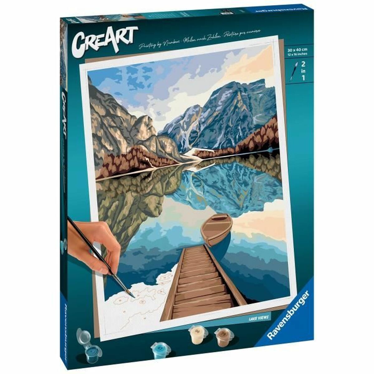 Set de pictură pe numere Ravensburger Lake Views 30 x 40 cm