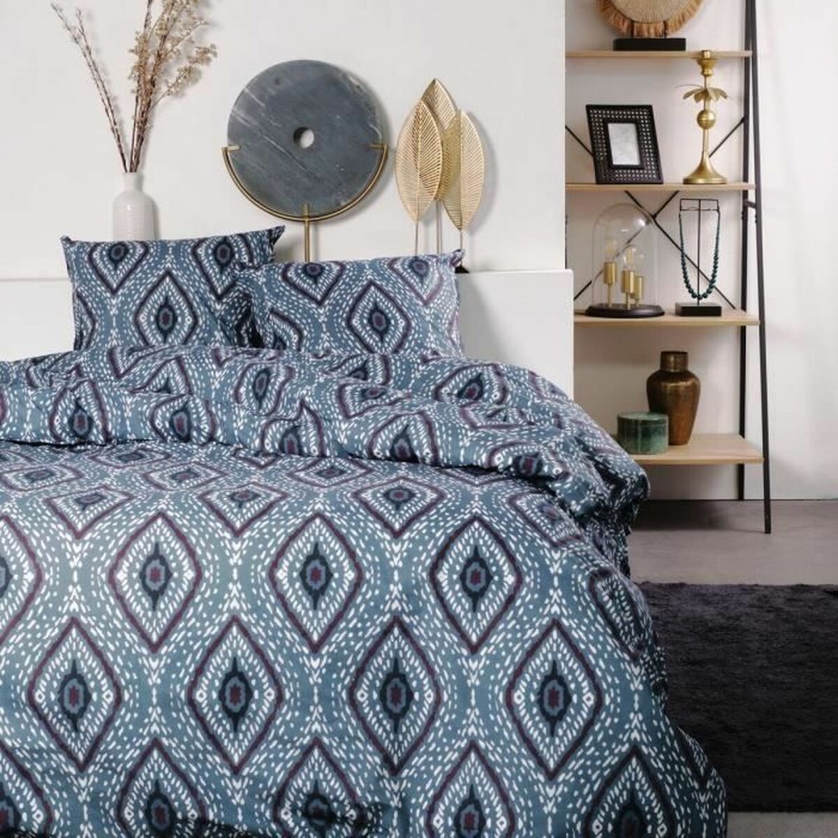 Set husă de pătură TODAY Romb 220 x 240 cm Albastru 3 Piese