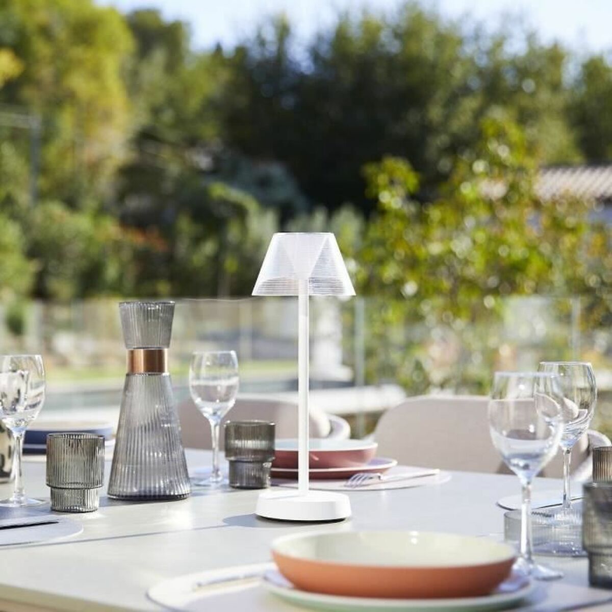 Lampă cu Picior Lumisky Beverly Alb Gri (1 Unități)