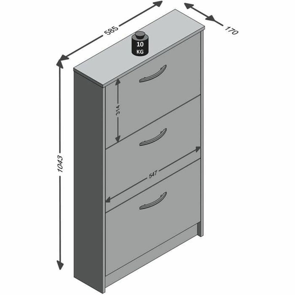 Pantofar FMD Alb 58,5 x 104,5 x 17 cm