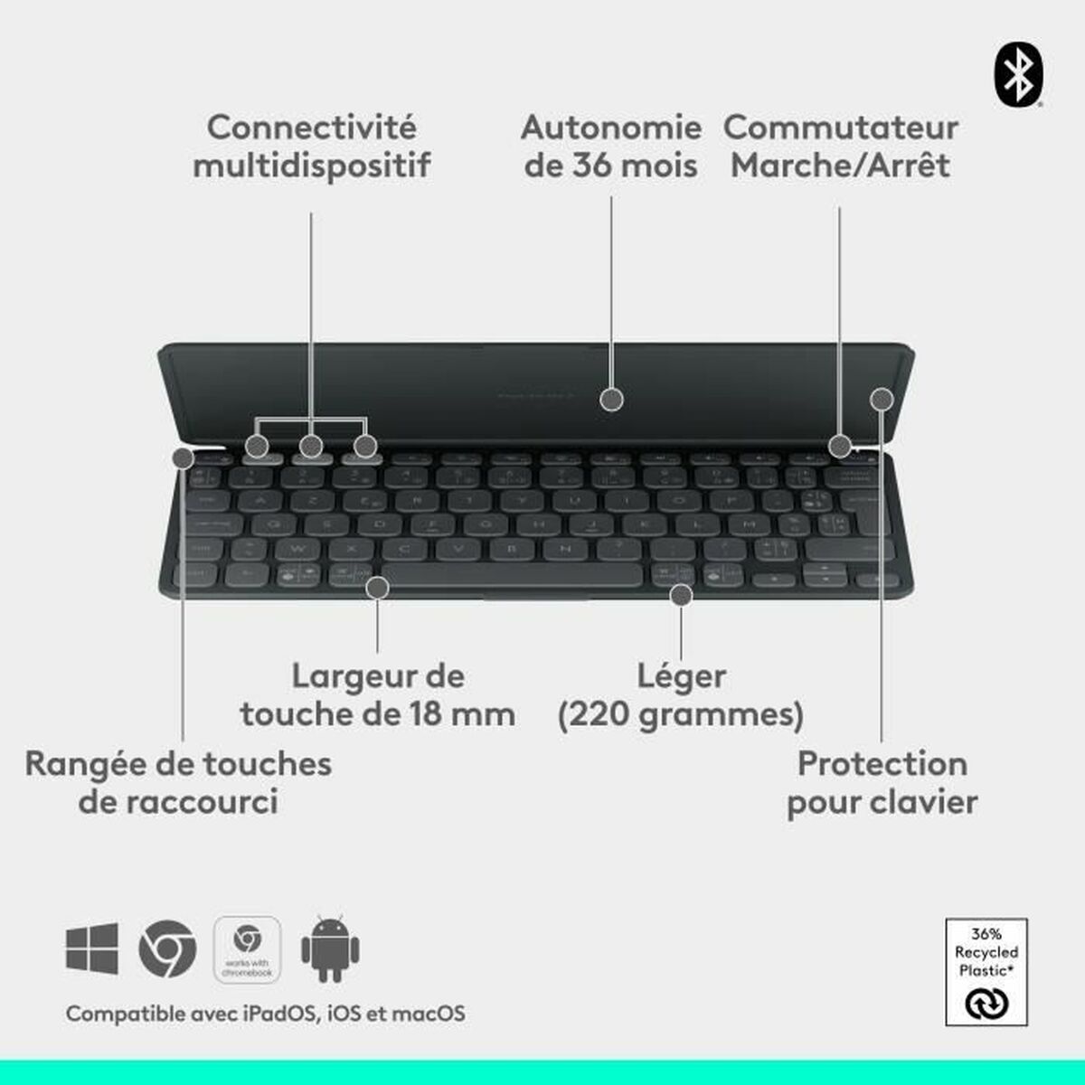 Husă pentru Tabletă și Tastatură Logitech Keys-to-Go 2 Gri Graphite