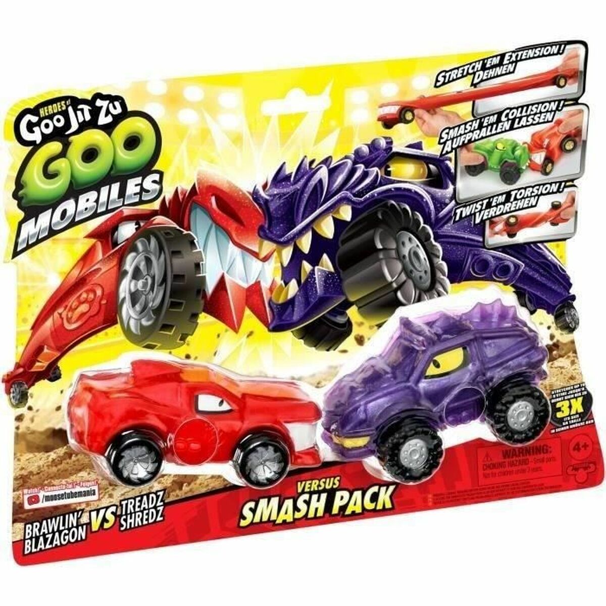 Set mașini Moose Toys GOO MOBILES - BLAZAGON VS TREADS SHREDZ Roșu