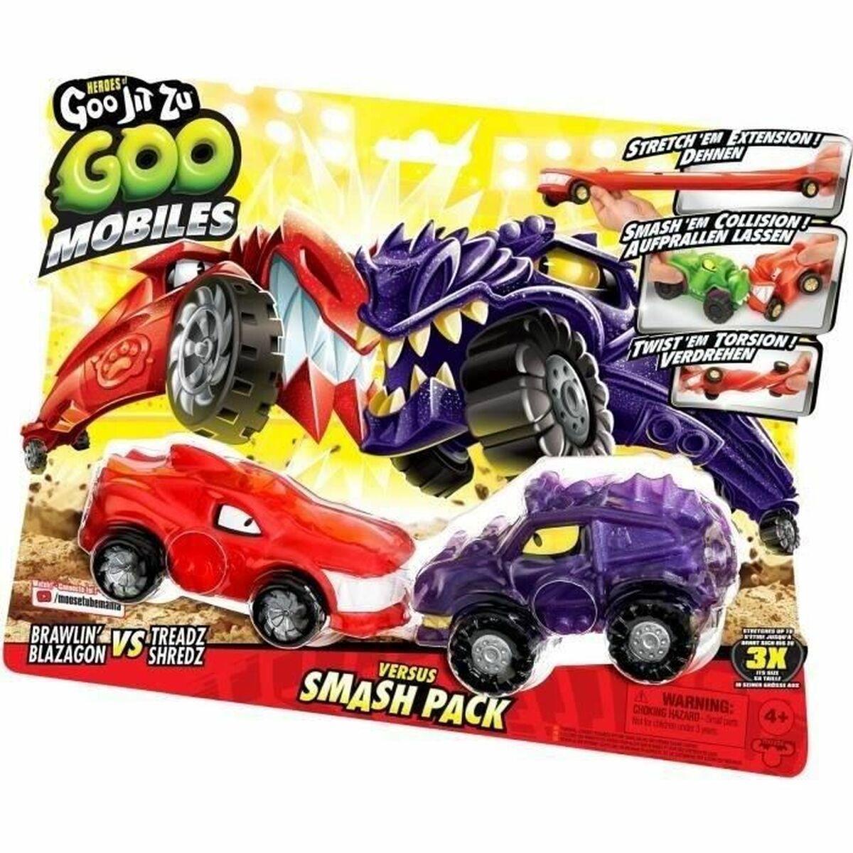 Set mașini Moose Toys GOO MOBILES - BLAZAGON VS TREADS SHREDZ Roșu