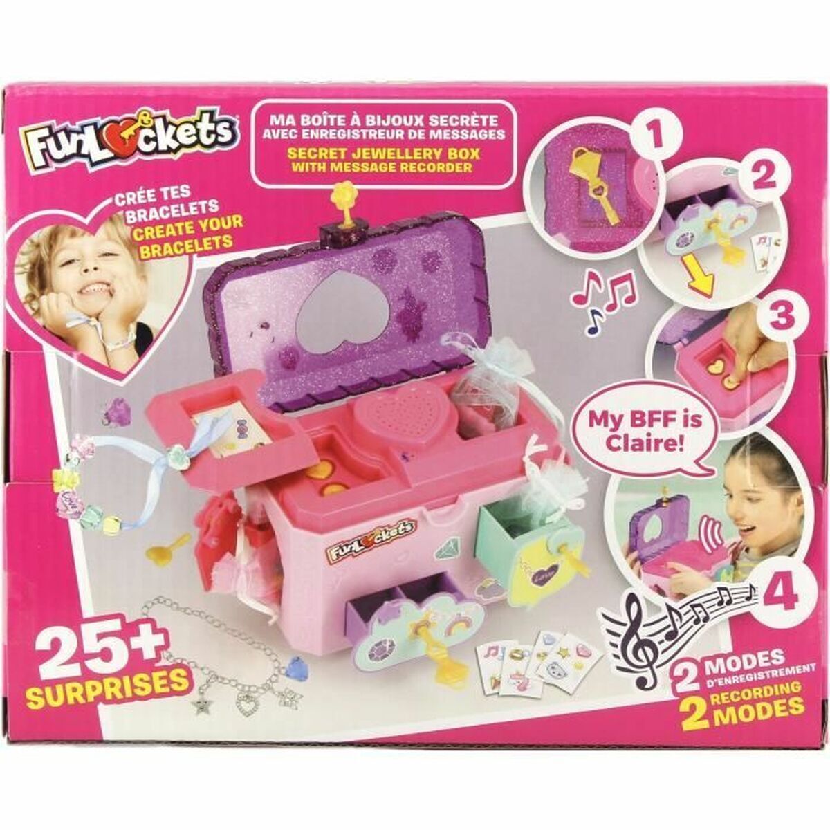 Casetă de Bijuterii Funlockets Multicolor Roz Plastic