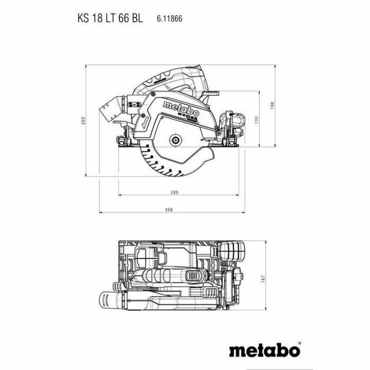 Fierăstrău circular Metabo KS 18 LTX 66 BL 18 V 165 mm