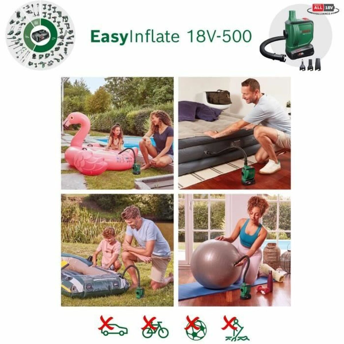 Compresor de aer BOSCH EasyInflate 18V-500 18 V