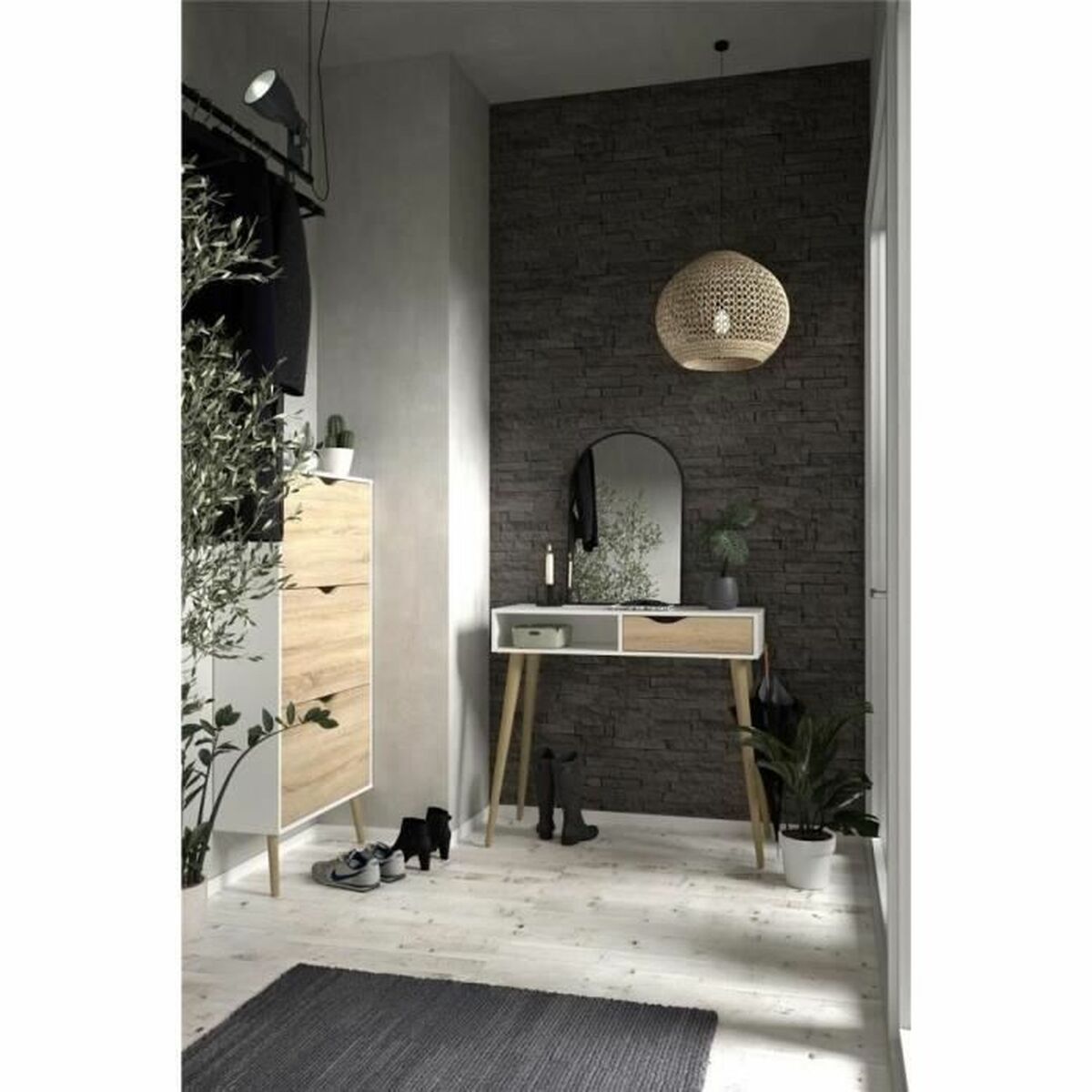 Pantofar Alb Lemn Dub 70,2 x 23,9 x 138,9 cm