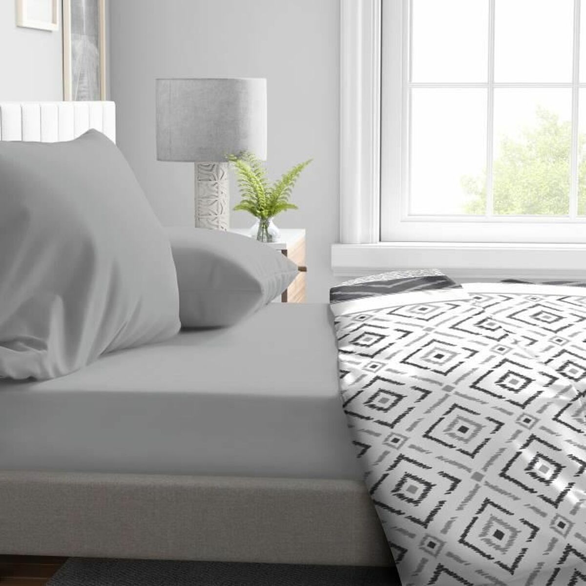 Foaie de fund montată HOME LINGE PASSION HP71769 Gri Gri deschis 160 x 200 + 30 cm