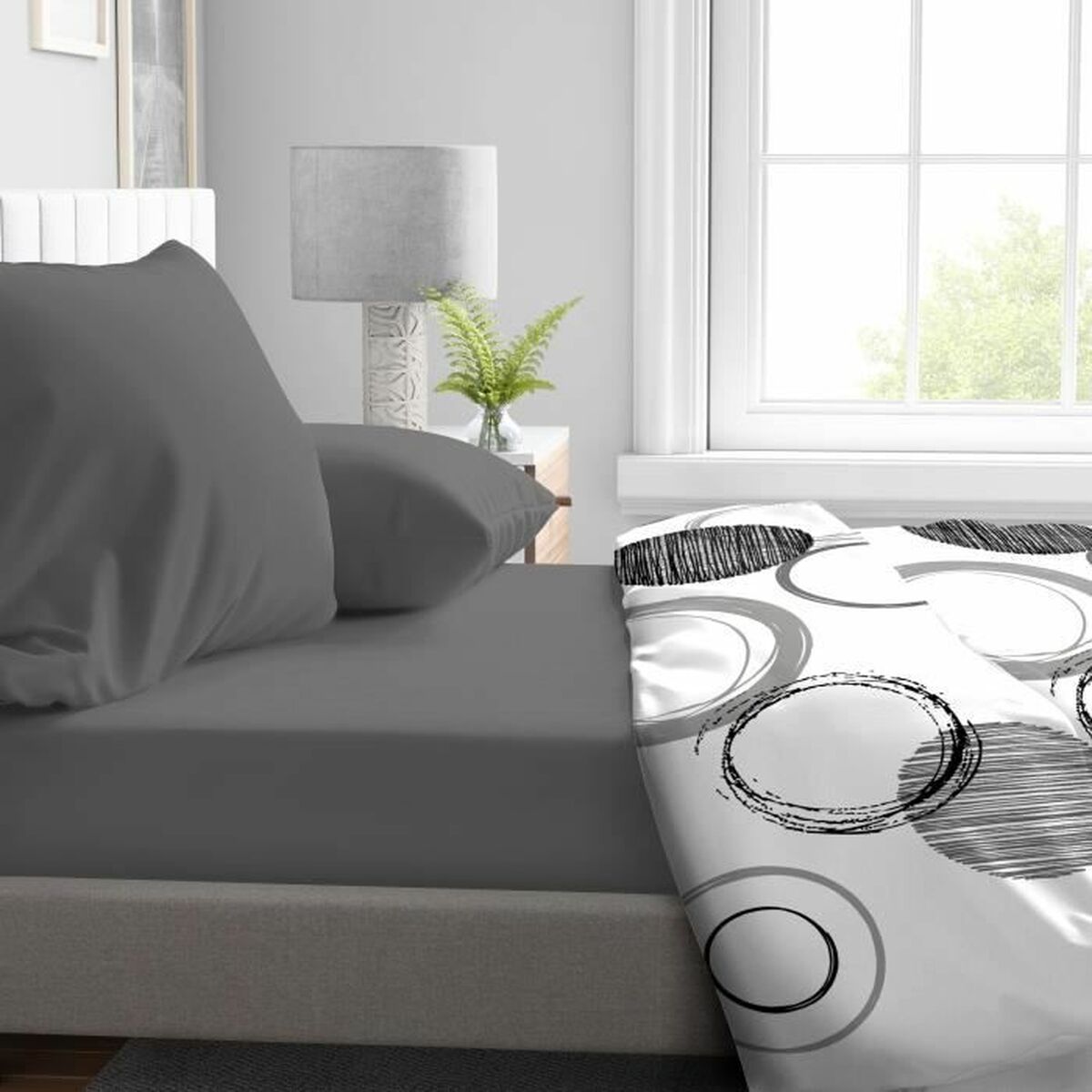 Foaie de fund montată HOME LINGE PASSION HP71774 Gri Antracit 180 x 200 + 30 cm