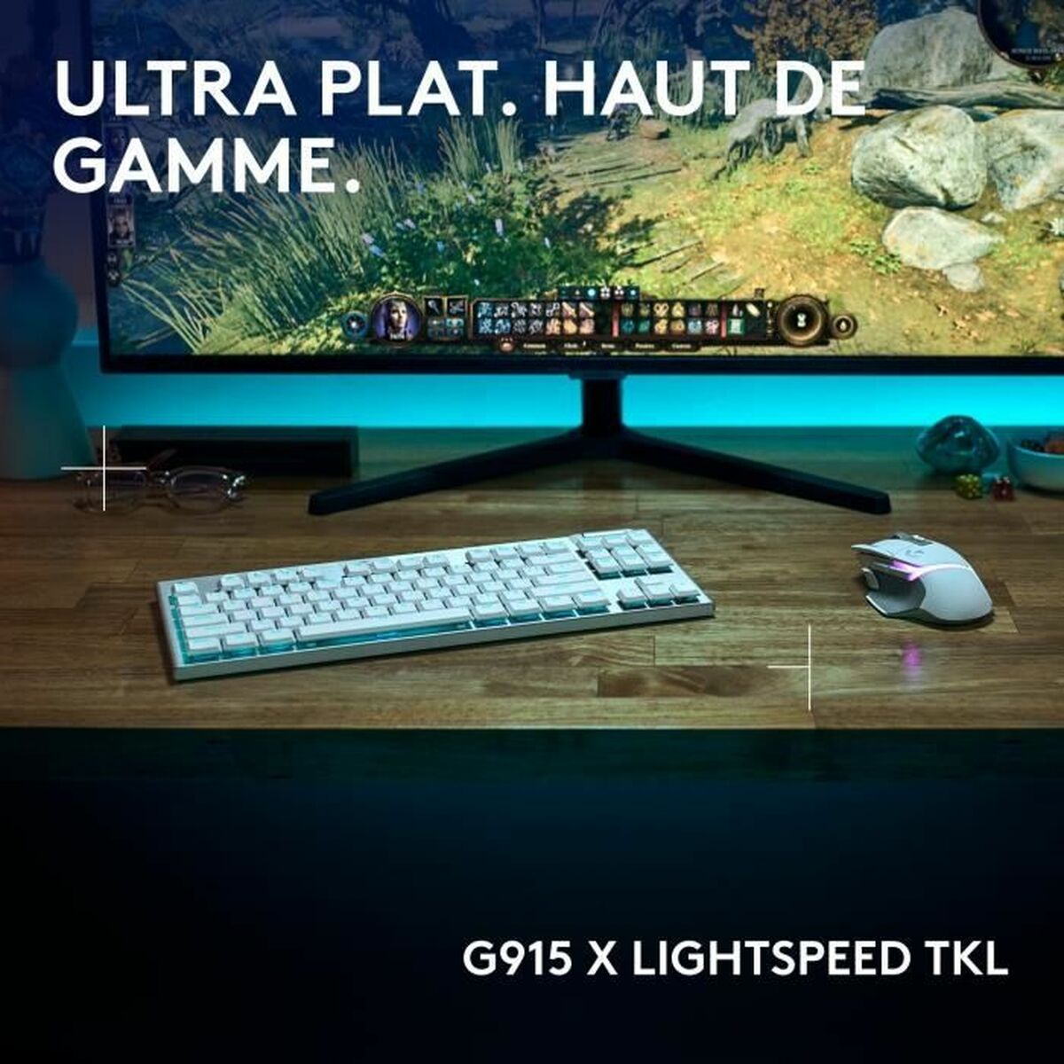 Tastatură Logitech G915 X Alb Franceză AZERTY