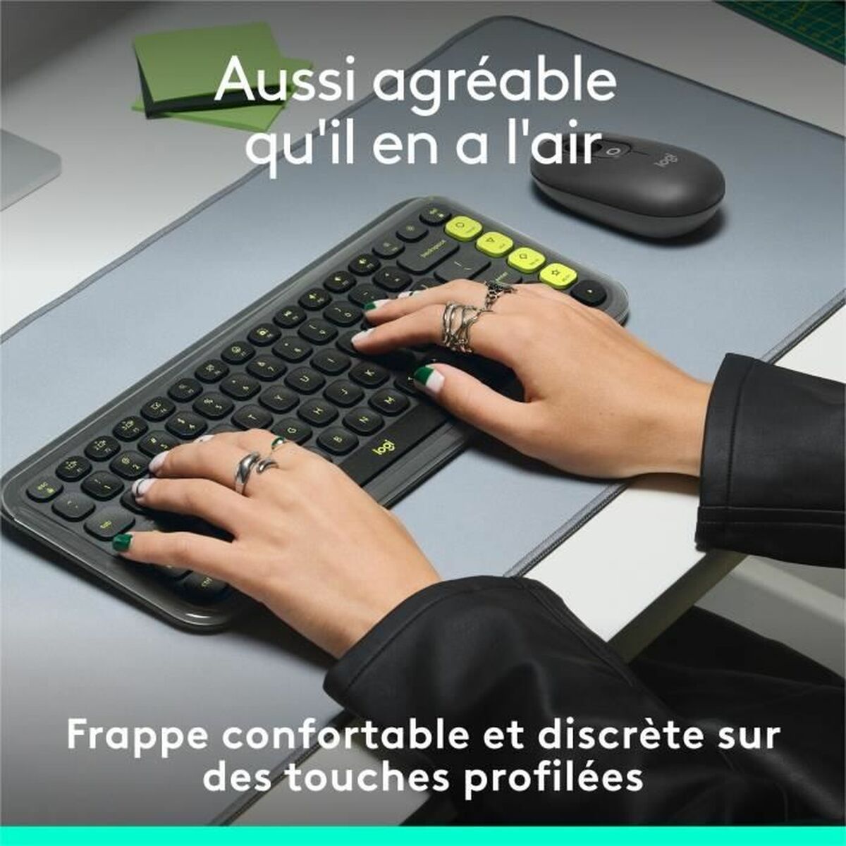 Tastatură Fără Fir Logitech Pop Icon Keys Gri închis AZERTY