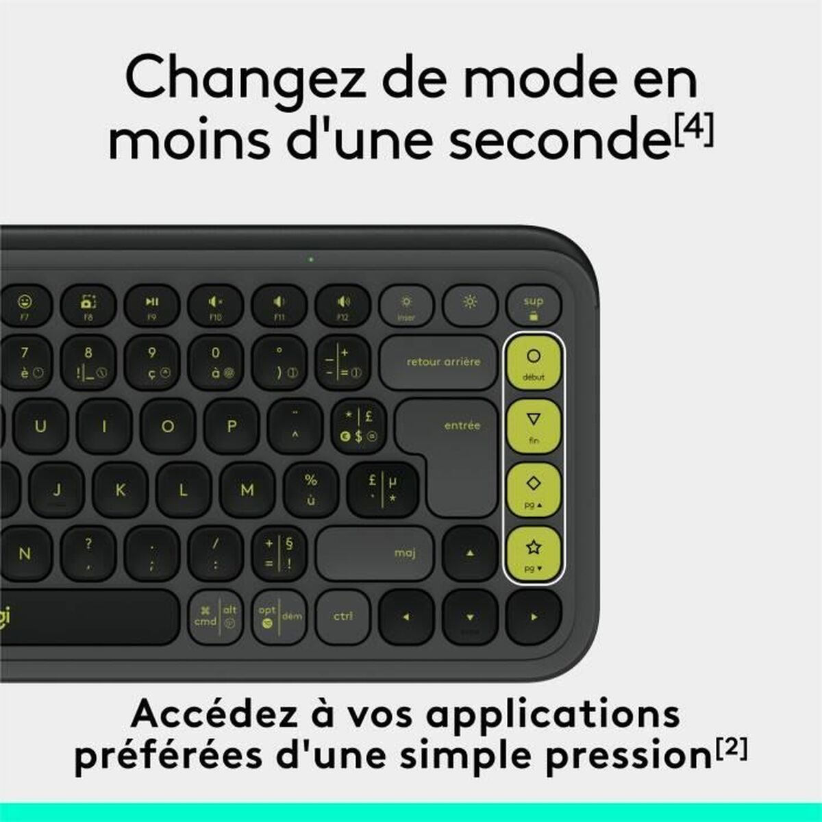 Tastatură Fără Fir Logitech Pop Icon Keys Gri închis AZERTY