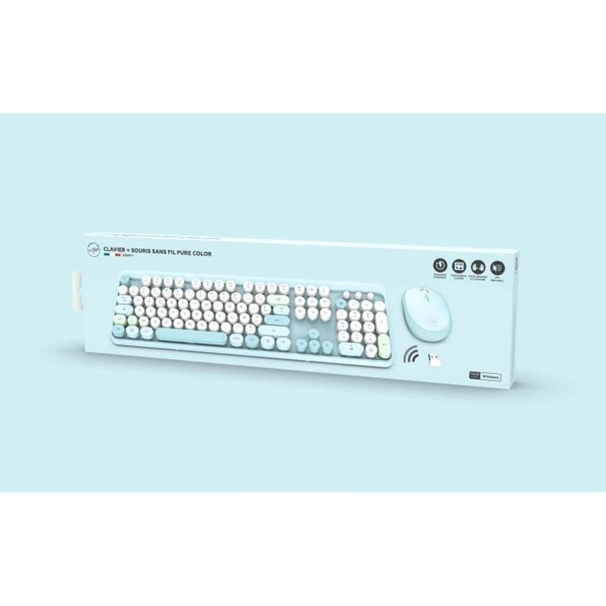 Tastatură și Mouse Mobility Lab Pure Color Albastru Azerty Franceză
