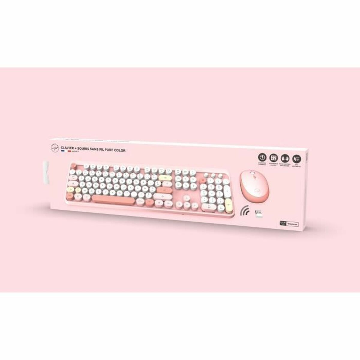 Tastatură și Mouse Mobility Lab Pure Color Rose Azerty Franceză