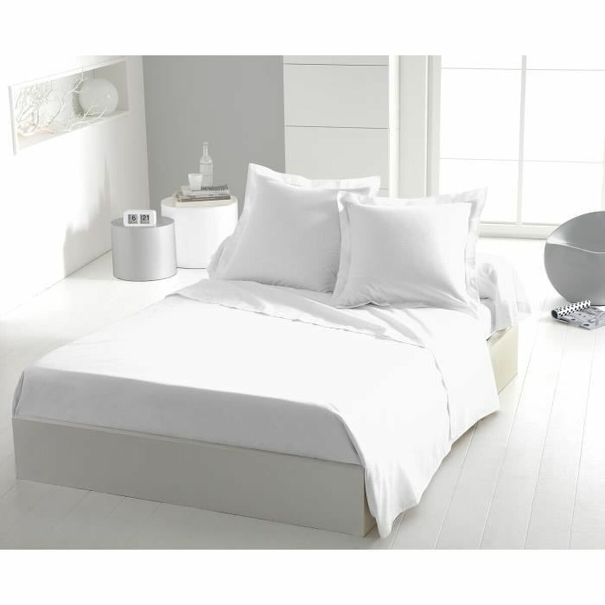 Set de foi HOME LINGE PASSION Flat sheet Alb Pat 180/200