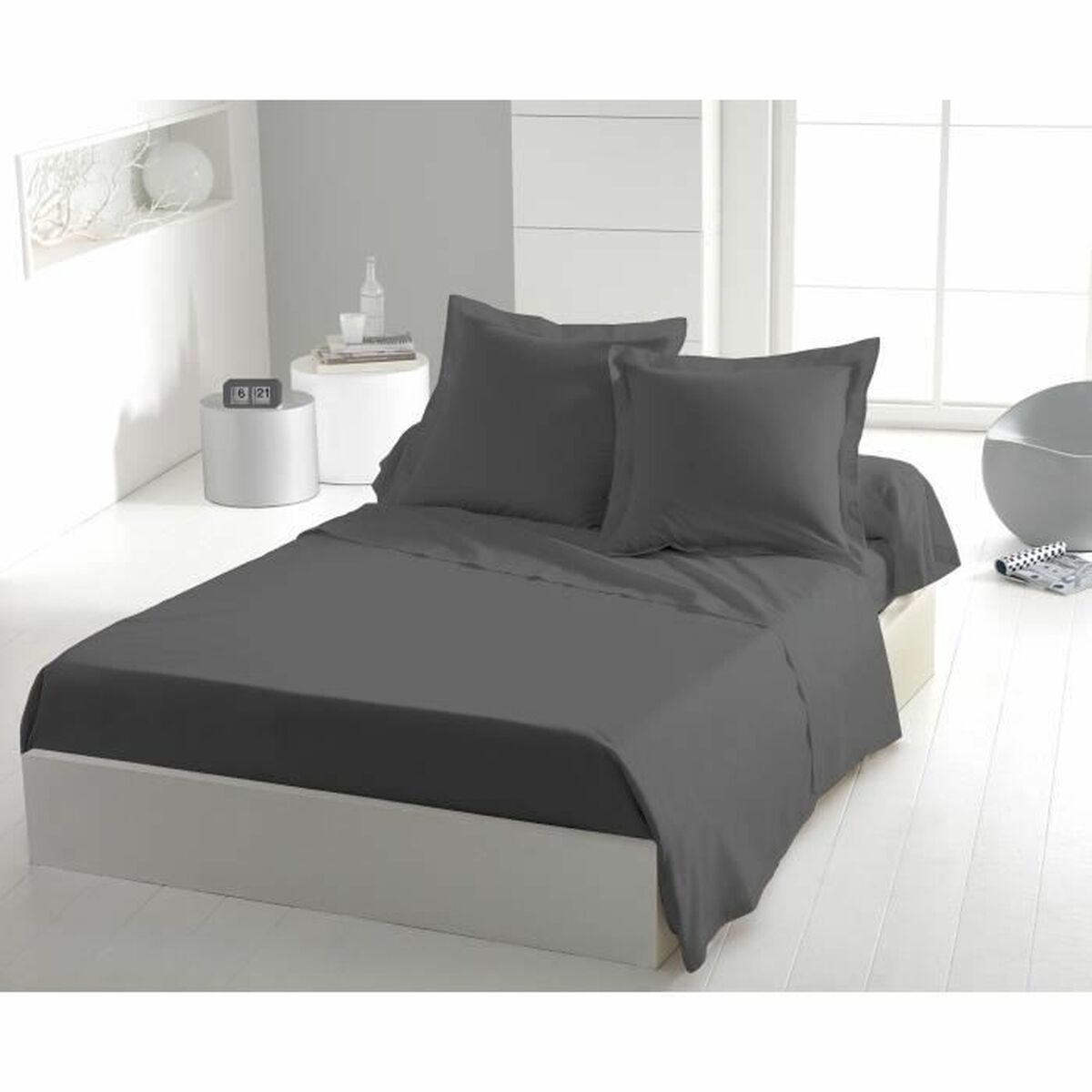 Set de foi HOME LINGE PASSION Flat sheet Gri Pat 180/200