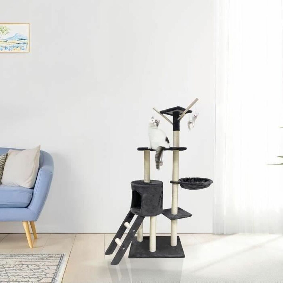 Suport de Ascuțit Gheare pentru Pisici Jipsy Dark Gri Flauș Lemn (1 Unități)