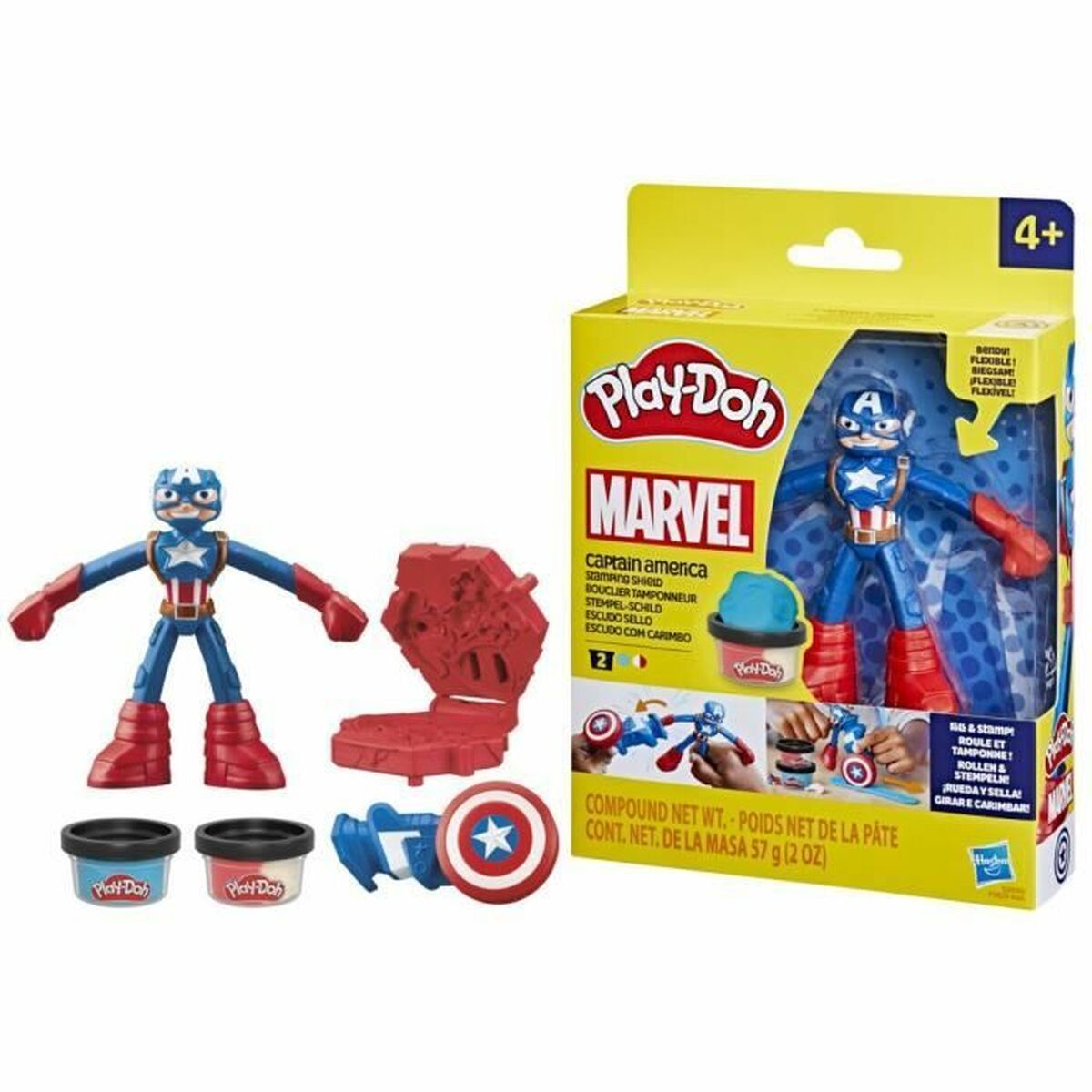Joc de Plastilină Play-Doh Capitán América Set Stamper Shield Multicolor