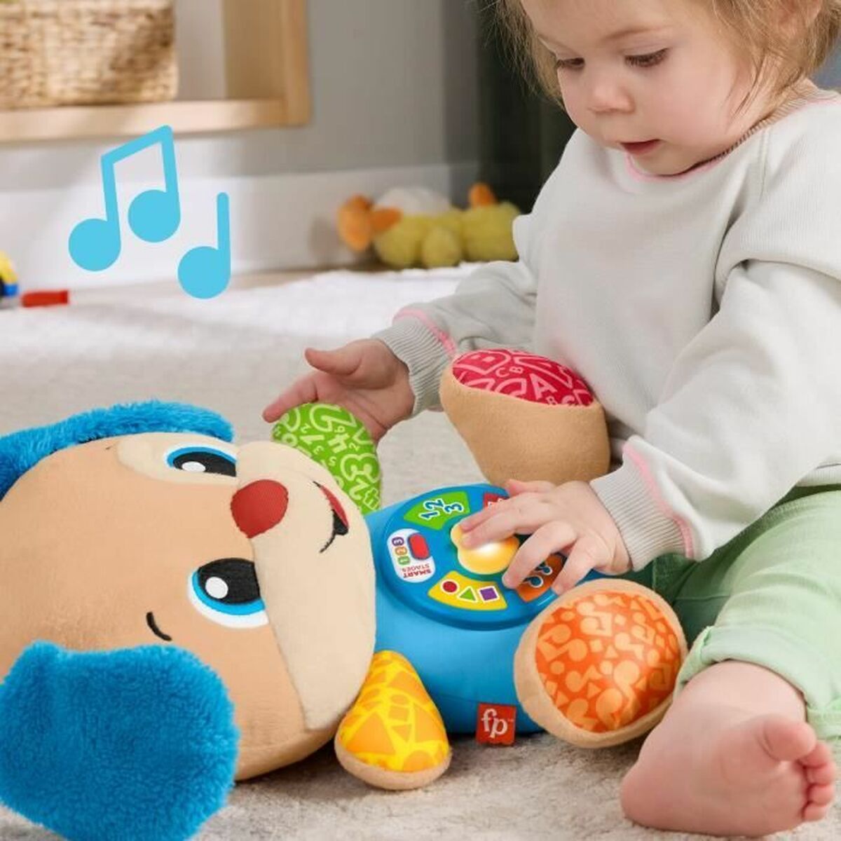 Jucărie de Pluș Fisher-Price Laugh and Learn Puppy Progressive Awakening Musical Plush JFD20 Maro Flauș Muzical Câine